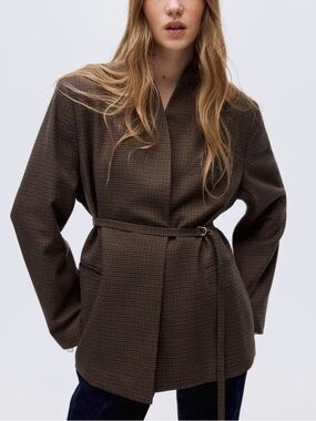 H&M Brown Belted Blazer Jacket